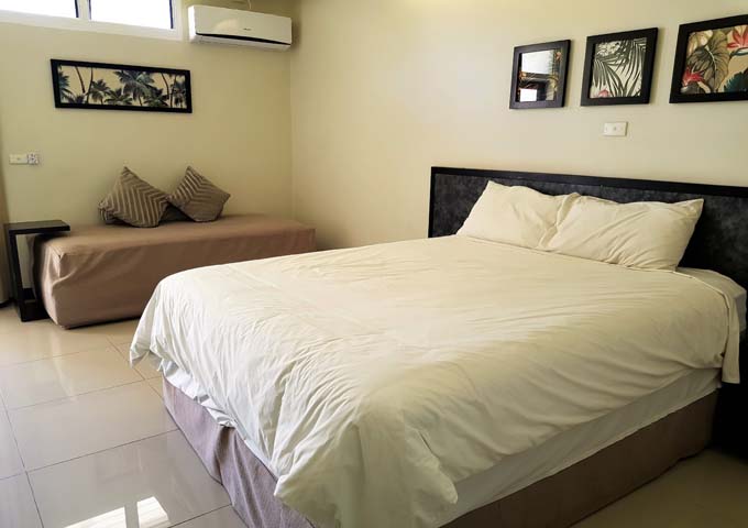 Spacious rooms feature simple Fijian decor.