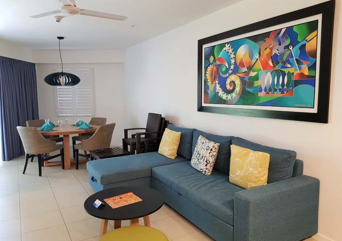 Chic Suites have a colourful lounge and dining area.