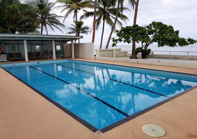 Pool is large with good seaviews.
