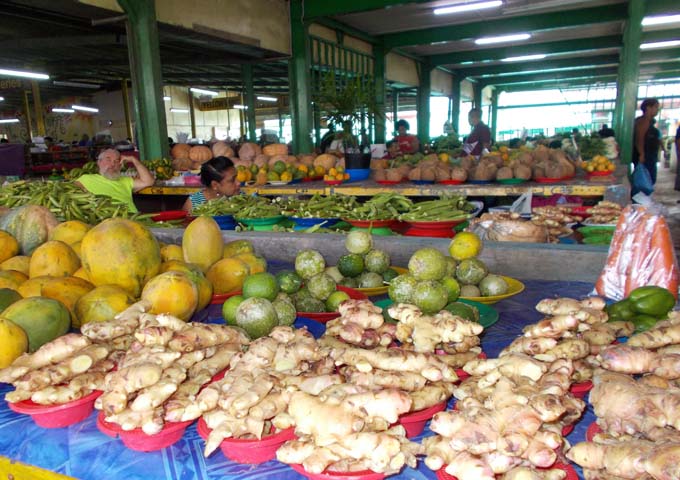 Daily produce market in Sigatoka is opposite the bus station.