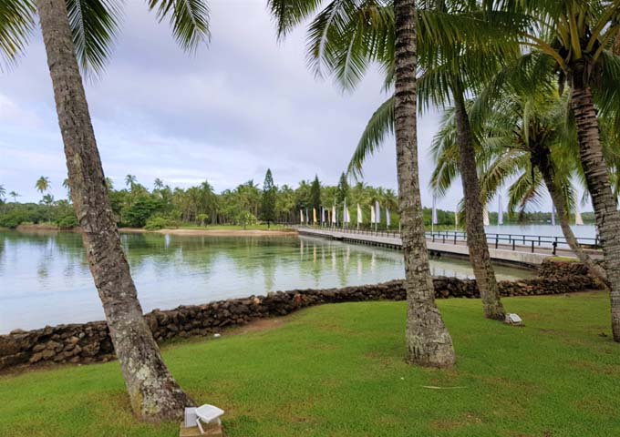 The resort is located on a private island just off the mainland.