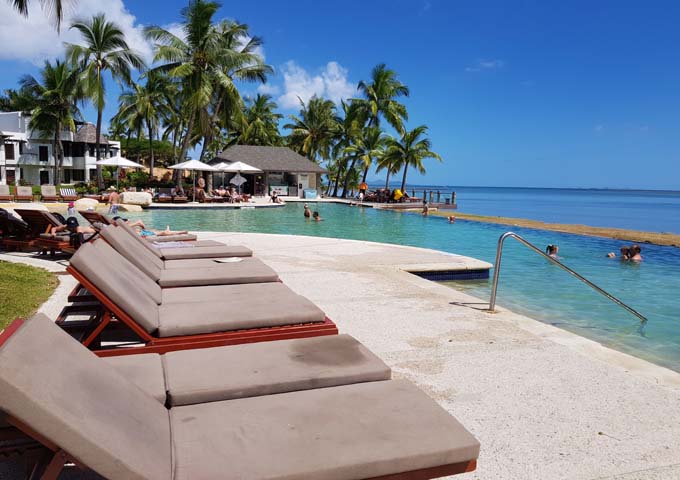 The lounge chairs by the Horizon Pool are good for sunbathing and enjoying the view.