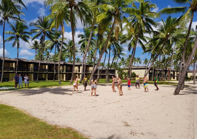 Resort offers several fun activities including beach volleyball.