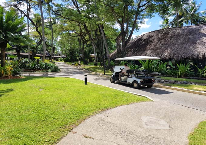 The huge resort means guests often have to use buggies.