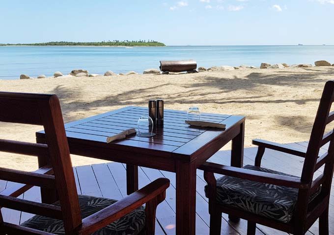 Kitchen Grill offers outdoor seating close to the beach.