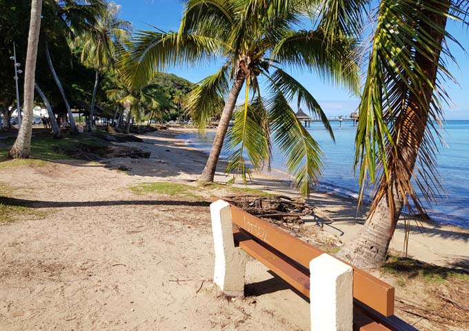 The Anse Vata beach has a tropical vibe.