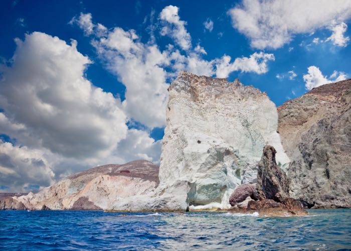 The white beach and white rock scenery of Santorini.