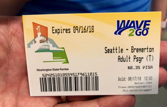 Ferry ticket for Seattle to Bremerton.