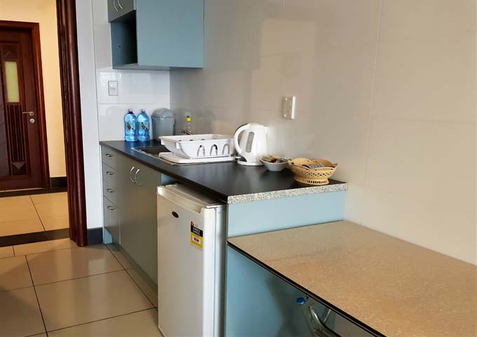 All rooms feature a small kitchenette.