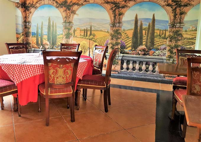 Little Italy restaurant has a vibrant decor.