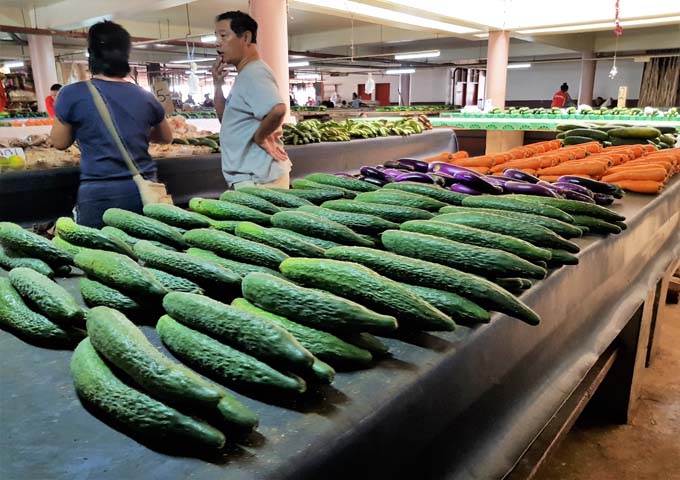 Ample fresh produce is availabe everyday at the Talamahu Market.