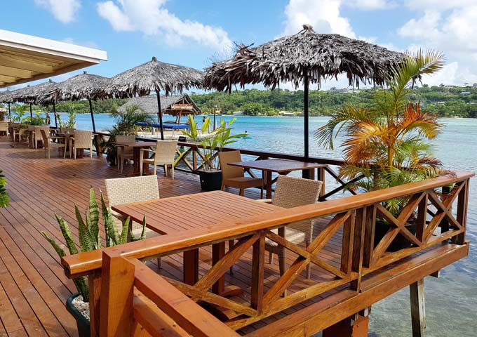 Erakor Island Resort's restaurant is perched right over the water.