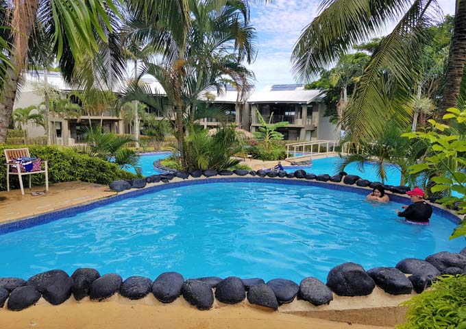 Multi-tiered swimming pool at Iririki Island Resort.