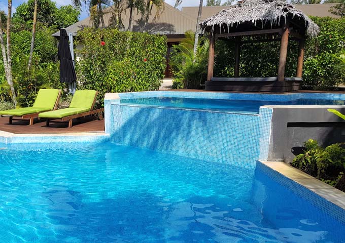 Multi-tiered swimming pool at Mangoes Resort.