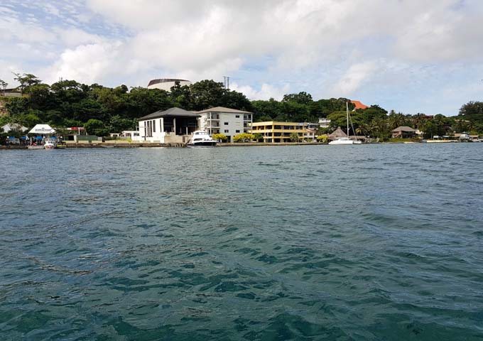 Port Vila is along a scenic harbour.