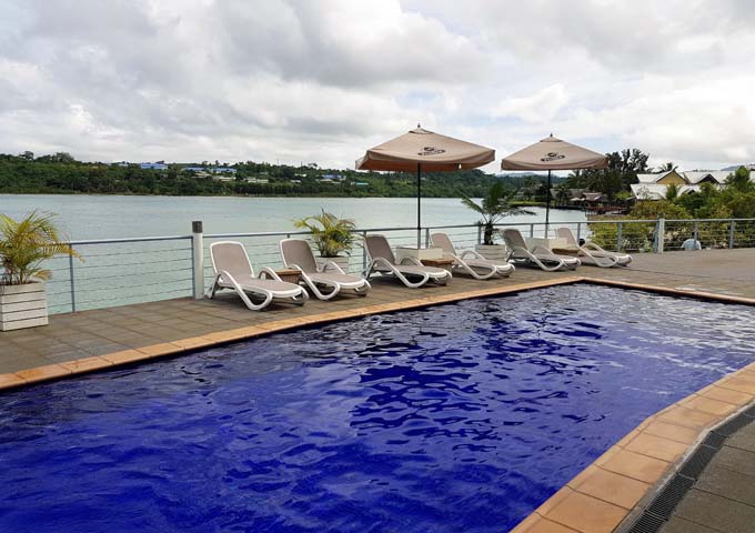 The pool provides great sea views.