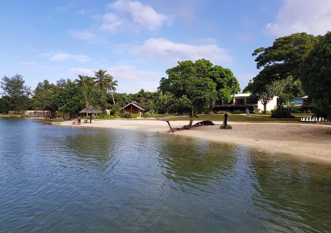 The resort is located by a lagoon.