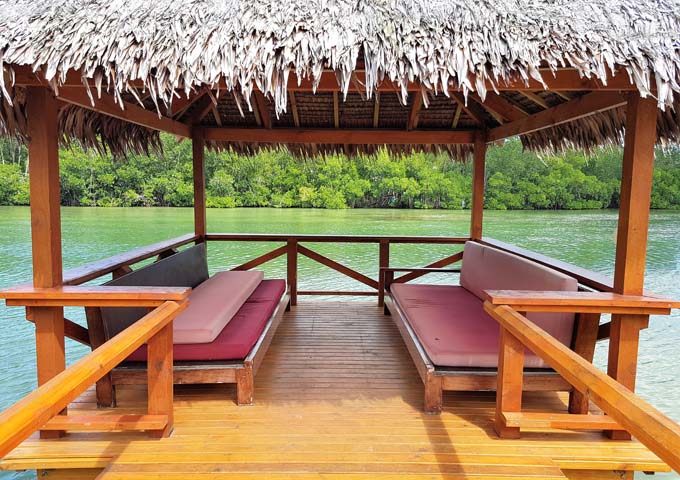 The resort's private jetty is a good place to relax.