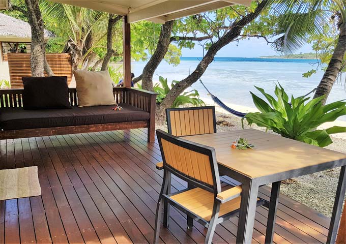 Most villas face the sea and have a patio to enjoy the view.