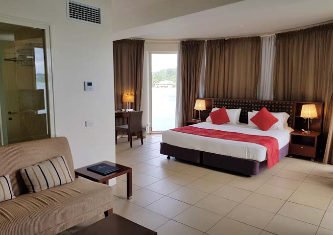 Panorama Suites are spacious and feature full-length windows.