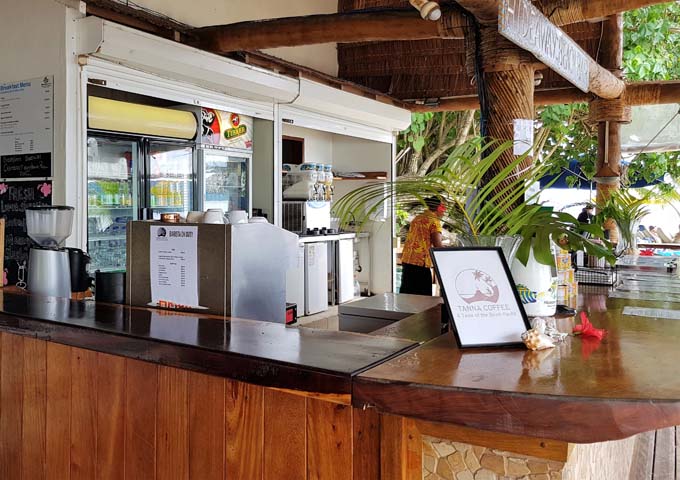 The resort's bar serves affordable drinks.