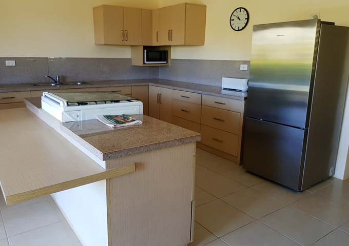 Family-friendly apartments have large kitchens.