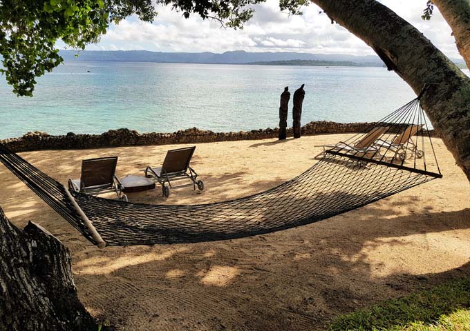 Hammocks give the resort a tropical vibe.