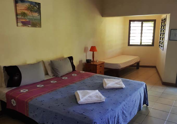 Bungalows contain an extra bed and space for another.