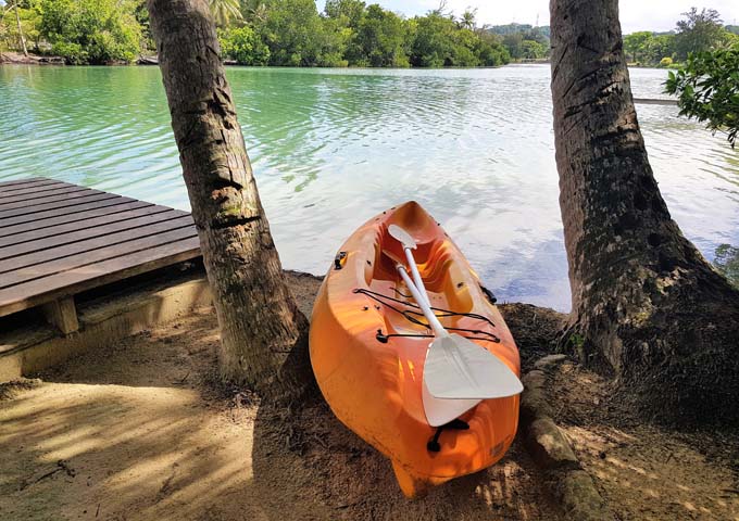 The resort waters are ideal for kayaking.