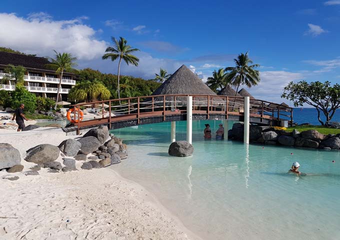The second swimming pool is used by overwater bungalow guests.