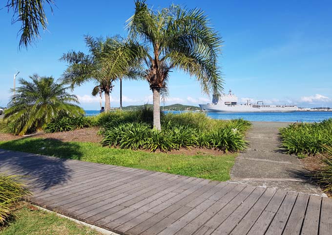A harbourside pathway offers great views with ample shade.