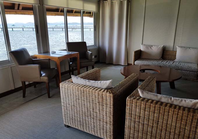 The Overwater Bungalows have ample seating.