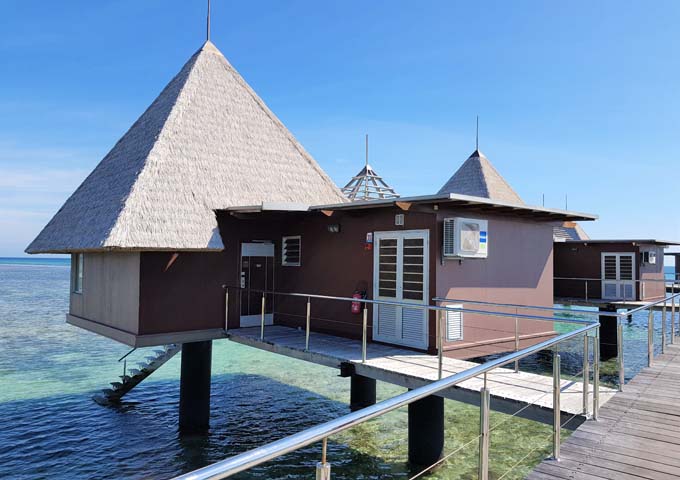 The Overwater Bungalows are plain and boxy.
