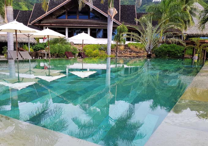 Pools have infinity edges at family-friendly InterContinental Moorea Resort & Spa.