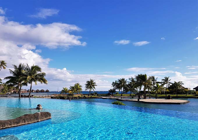 The main lagoon-style pool at kids-friendly InterContinental Tahiti Resort & Spa.
