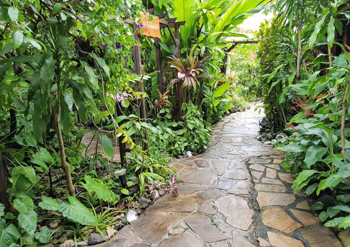 Bungalows are accissible using appealing stone paths.