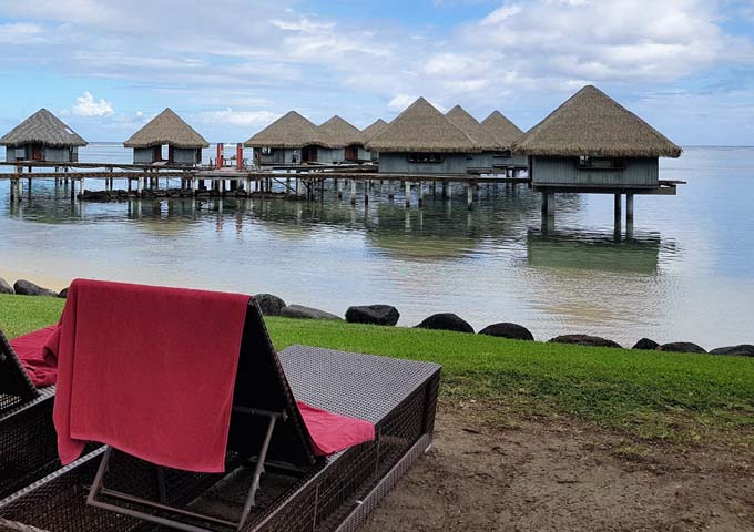 The small beach views are blocked by Overwater Bungalows.