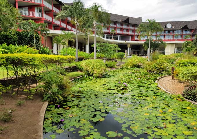 The tropical gardens have several appealing ponds.