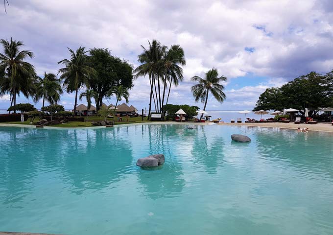 The sand-bottom pool is supposedly the largest in the South Pacific.