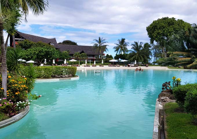 The amazing lagoon-style pool has islands of palms.