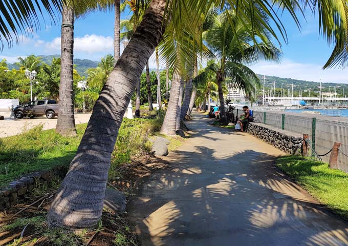 Shady footpaths in downtown Pape’ete offer excellent bay views.