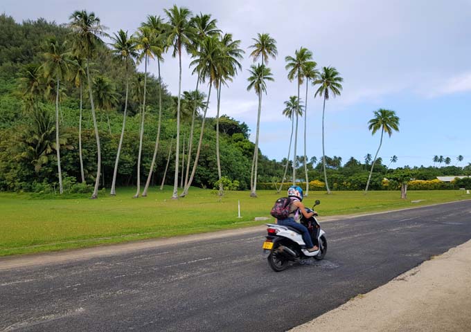Exploring Moorea Island by motorbike is fun.