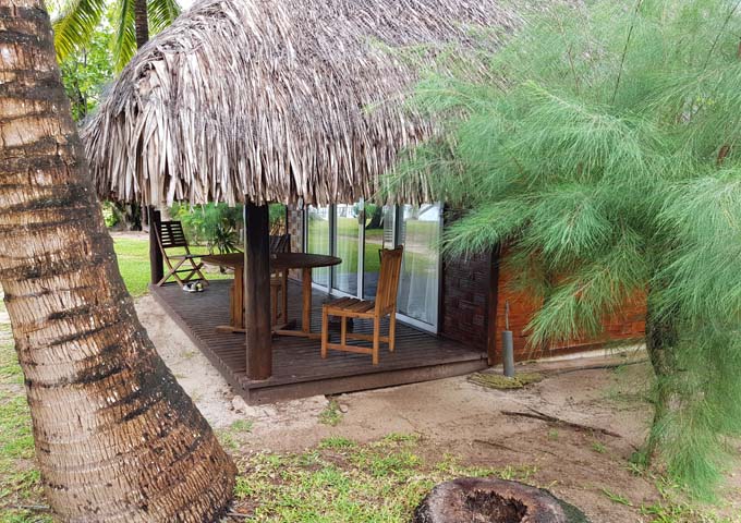The traditional bungalows feature a decent patio.