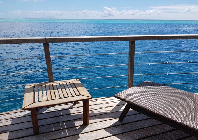 The Overwater Bungalow sundecks offer fantastic bay views.