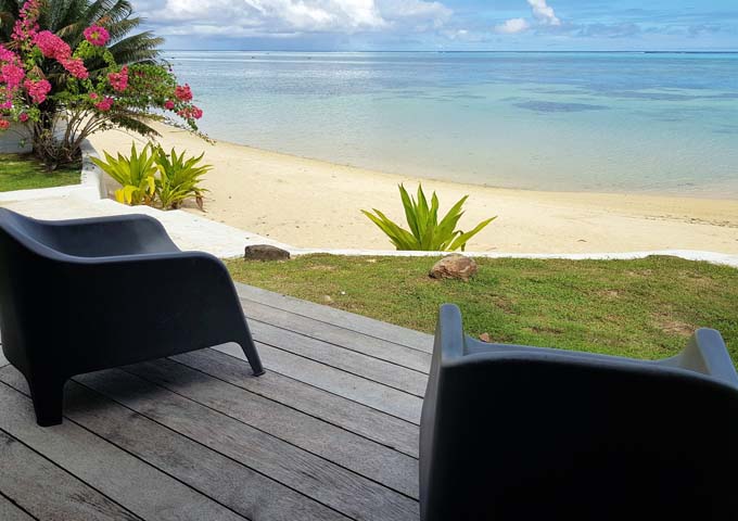 Beach Bungalows have a nice patio with sea views.
