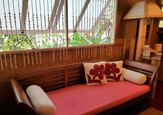 Bungalows are very relaxing with plenty of seating.
