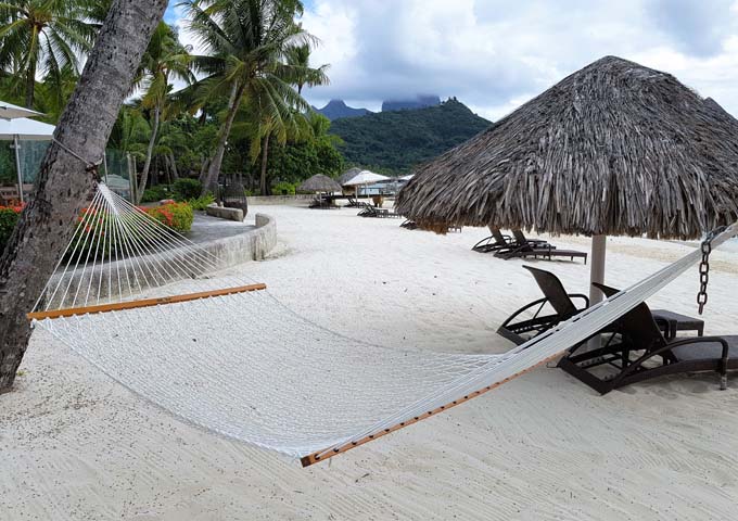 The beach hammocks give a tropical vibe.