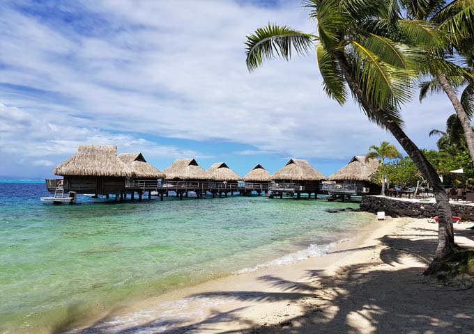 Overwater Bungalows are located close to the shore.