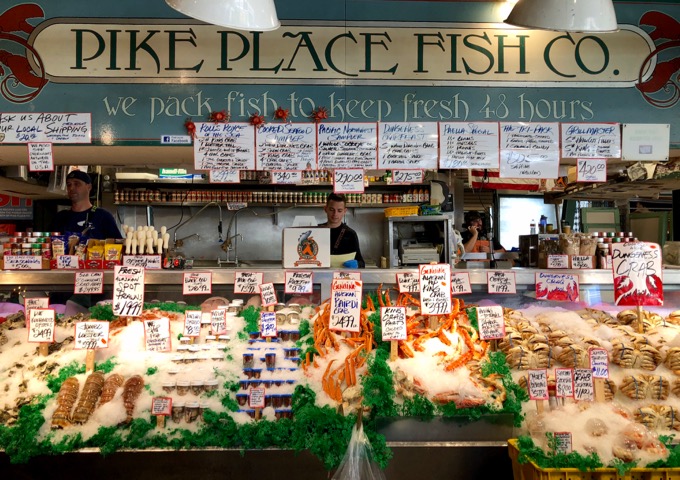 Pike Place Market fish throwers.