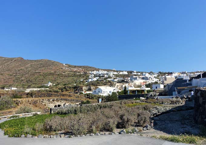The roof of the hotel overlooks the Finikia village.